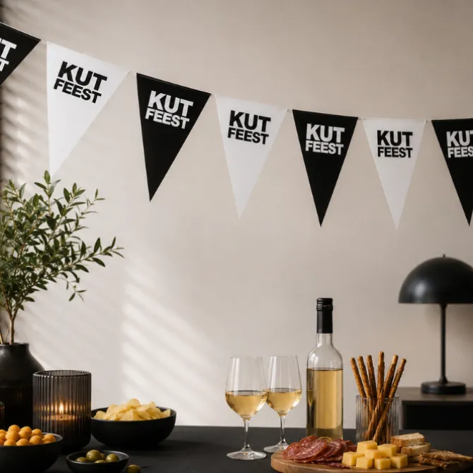Vlaggenlijn kutfeest zwart - 5m (15 vlaggen)