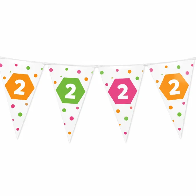 Vlaggenlijn neon 2 jaar - 4m (15 vlaggen)