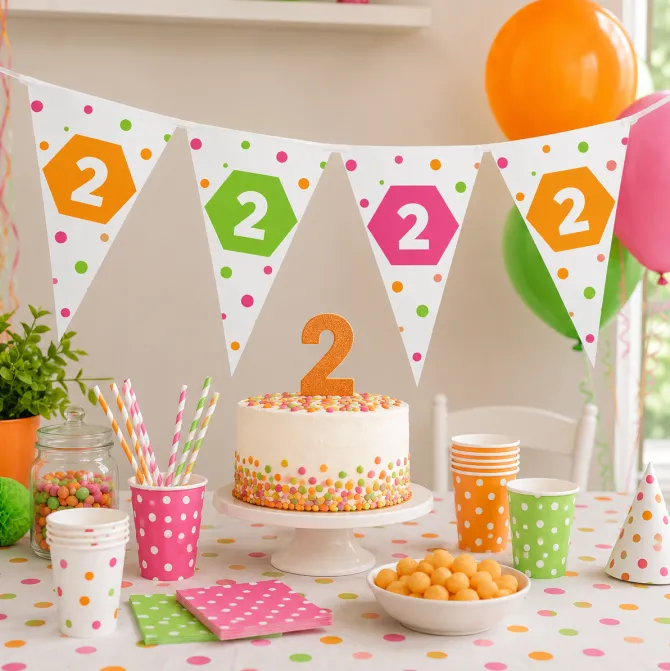 Vlaggenlijn neon 2 jaar - 4m (15 vlaggen)