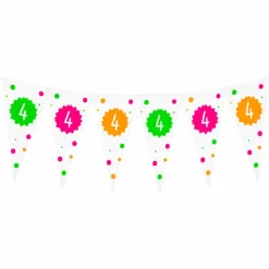 Vlaggenlijn neon 4 jaar - 4m (15 vlaggen)