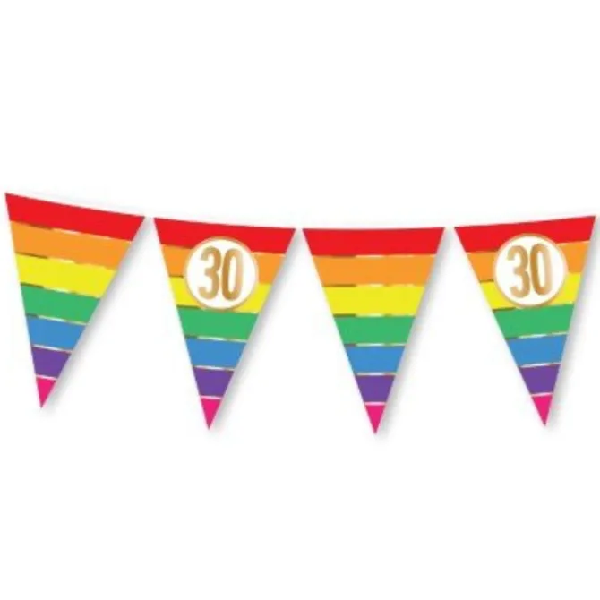 Vlaggenlijn regenboog goud 30 jaar - 5m (15 vlaggen)
