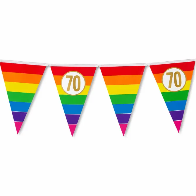 Vlaggenlijn regenboog goud 70 - 5m (15 vlaggen)