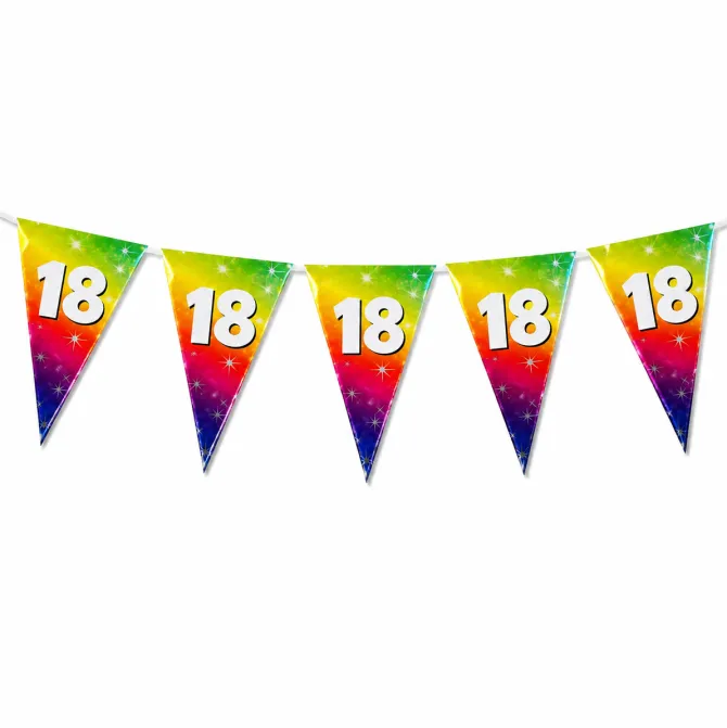 Vlaggenlijn regenboog 18 jaar - 6m (15 vlaggen)