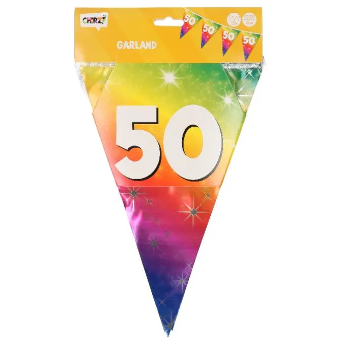 Vlaggenlijn regenboog 50 jaar - 6m (15 vlaggen)
