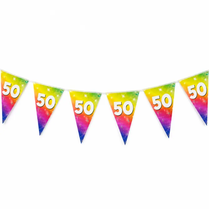 Vlaggenlijn regenboog 50 jaar - 6m (15 vlaggen)