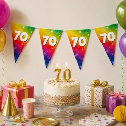 Vlaggenlijn regenboog 70 jaar - 6m (15 vlaggen)
