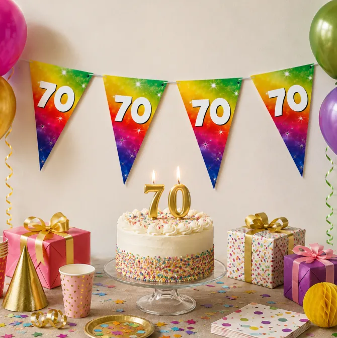 Vlaggenlijn regenboog 70 jaar - 6m (15 vlaggen)