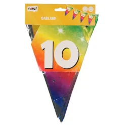 Vlaggenlijn regenboog 10 jaar - 6m (15 vlaggen)