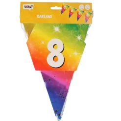 Vlaggenlijn regenboog 8 jaar - 6m (15 vlaggen)