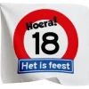 Vlag 18 jaar rood/wit 95cm x 95cm