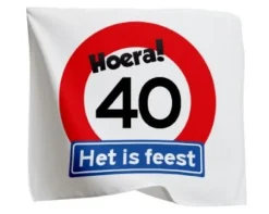 Vlag 40 jaar rood/wit 95 x 95cm