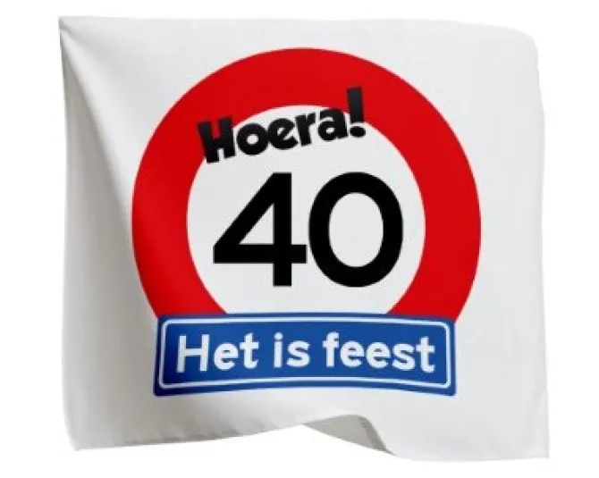 Vlag 40 jaar rood/wit 95 x 95cm