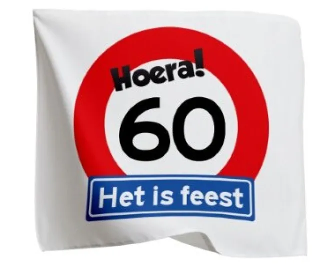 Vlag 60 jaar rood/wit 95 x 95cm