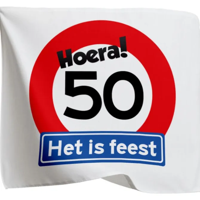 Vlag 50 jaar rood/wit 95 x 95cm