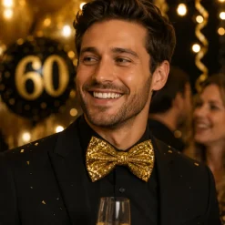 Vlinderdas glitter goud
